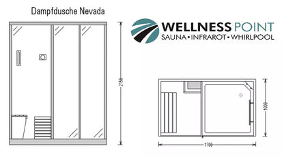Dampfdusche Nevada inkl. Saunafunktion 170x100 cm (für zwei Personen)