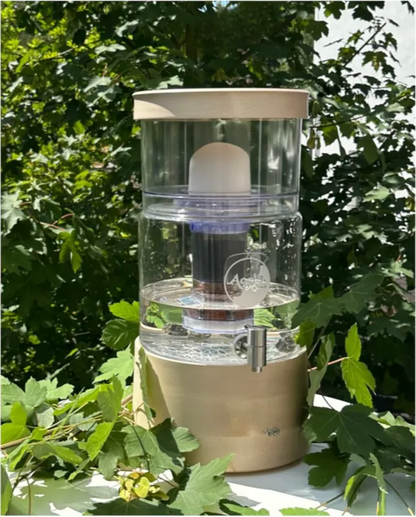 AcalaQuell® Smart kristallklar | Echtholz Ahorn flach | Glastank 8 Liter für 1-4 Personen | verschiedene Optionen