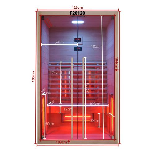Sanotechnik RUBY 2 Infrarotkabine Wärmekabine 2 Pers. 120x100x195 cm