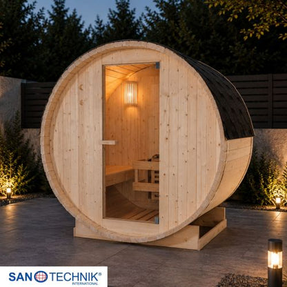 Sanotechnik TROMSÖ M Fasssauna Sauna für 2 P. 189,0x120,0x191,5 cm