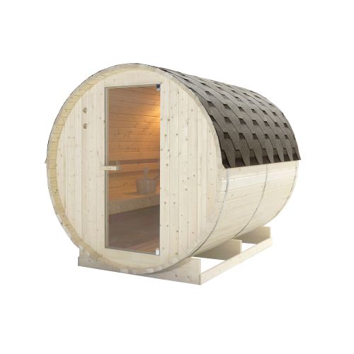 Sanotechnik TROMSÖ XL Fasssauna Außensauna Sauna für 6 Personen 189 x220x191,5 cm