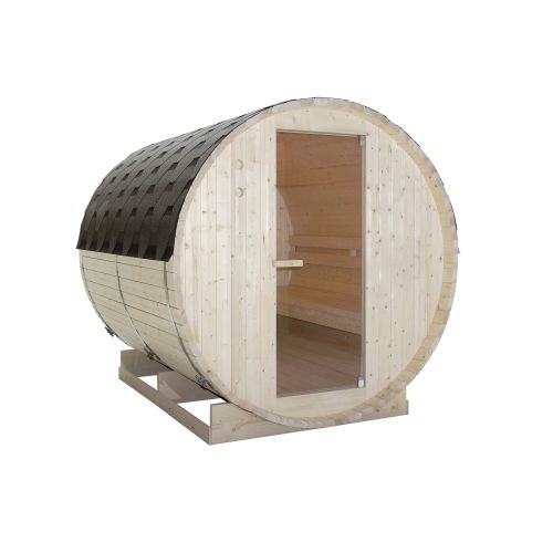 Sanotechnik TROMSÖ XL Fasssauna Außensauna Sauna für 6 Personen 189 x220x191,5 cm