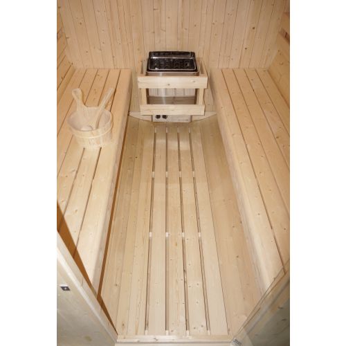 Sanotechnik TROMSÖ XL Fasssauna Außensauna Sauna für 6 Personen 189 x220x191,5 cm