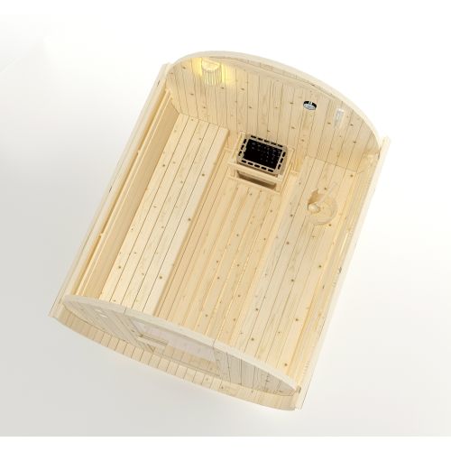 Sanotechnik TROMSÖ XL Fasssauna Außensauna Sauna für 6 Personen 189 x220x191,5 cm