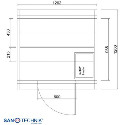 Sanotechnik LINDHOLM Außensauna Sauna für 1-2 P. 128,2x120x194 cm