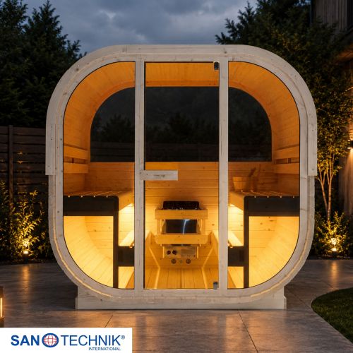 Sanotechnik HANKO Outdoor Sauna Außensauna für 6 P. 210x180x210 cm