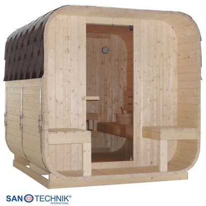 Sanotechnik GÖTEBORG Außensauna für 4 Personen Fasssauna Sauna 188,2x220x194 cm