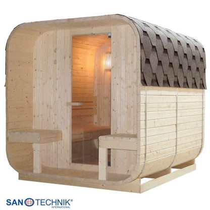 Sanotechnik GÖTEBORG Außensauna für 4 Personen Fasssauna Sauna 188,2x220x194 cm