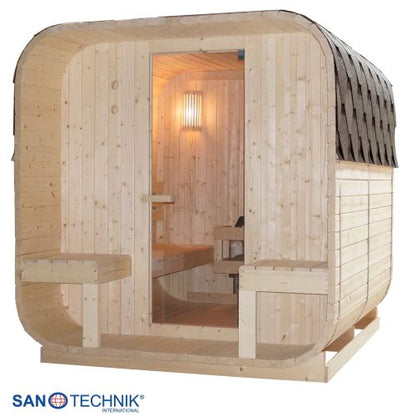Sanotechnik GÖTEBORG Außensauna für 4 Personen Fasssauna Sauna 188,2x220x194 cm
