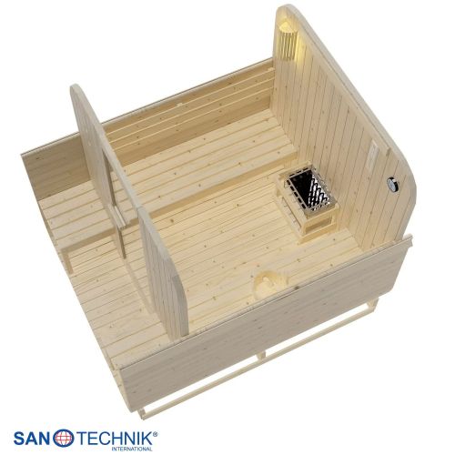 Sanotechnik GÖTEBORG Außensauna für 4 Personen Fasssauna Sauna 188,2x220x194 cm