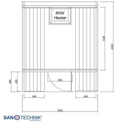 Sanotechnik GÖTEBORG Außensauna für 4 Personen Fasssauna Sauna 188,2x220x194 cm