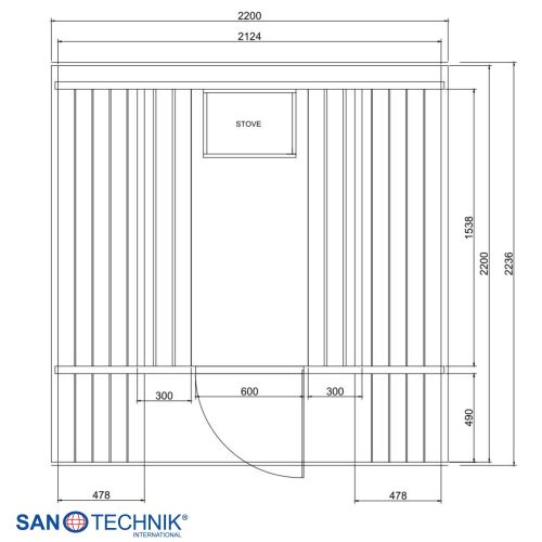 Sanotechnik LIETO Außensauna für 6 Personen Sauna 220x223,6x250,1 cm