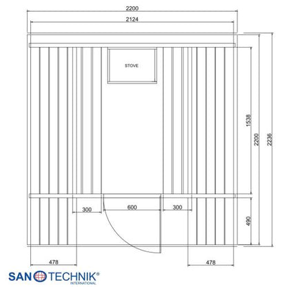 Sanotechnik LIETO Außensauna für 6 Personen Sauna 220x223,6x250,1 cm