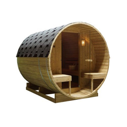 Sanotechnik BERGEN Fasssauna Außensauna Sauna für 4-6 P. 194,8x220x191,5 cm