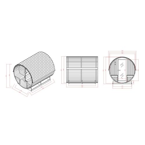 Sanotechnik BERGEN Fasssauna Außensauna Sauna für 4-6 P. 194,8x220x191,5 cm