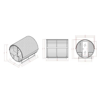 Sanotechnik BERGEN Fasssauna Außensauna Sauna für 4-6 P. 194,8x220x191,5 cm