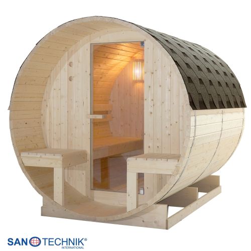 Sanotechnik BERGEN Außensauna für 4 Personen Fasssauna Sauna 189x220x191,5 cm