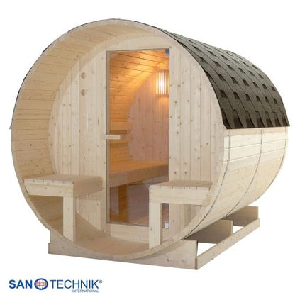 Sanotechnik BERGEN Außensauna für 4 Personen Fasssauna Sauna 189x220x191,5 cm