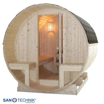 Sanotechnik BERGEN Außensauna für 4 Personen Fasssauna Sauna 189x220x191,5 cm