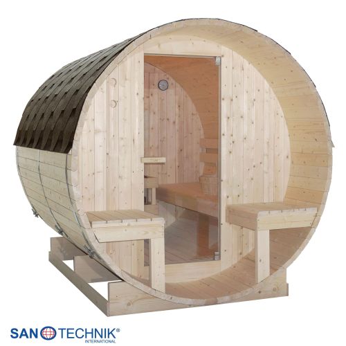 Sanotechnik BERGEN Außensauna für 4 Personen Fasssauna Sauna 189x220x191,5 cm