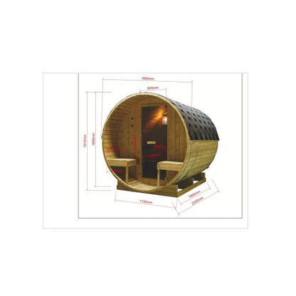Sanotechnik BERGEN Fasssauna Außensauna Sauna für 4-6 P. 194,8x220x191,5 cm
