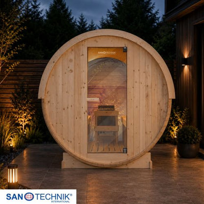 Sanotechnik NYBORG M Außensauna für 4 Personen Fasssauna Sauna 194,2x204,9x194,9 cm