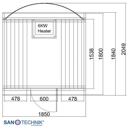 Sanotechnik NYBORG M Außensauna für 4 Personen Fasssauna Sauna 194,2x204,9x194,9 cm