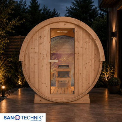 Sanotechnik NYBORG L Außensauna für 6 Personen Sauna Fasssauna 194,2x244,9x194,9 cm