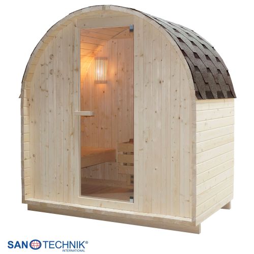 Sanotechnik ISLAND L Außensauna Fasssauna Sauna für 2 Personen 189x120x200 cm