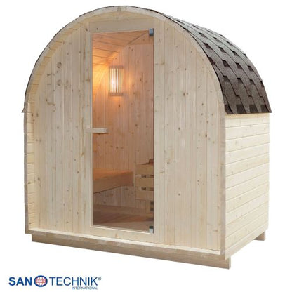 Sanotechnik ISLAND L Außensauna Fasssauna Sauna für 2 Personen 189x120x200 cm
