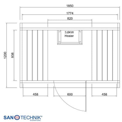 Sanotechnik ISLAND L Außensauna Fasssauna Sauna für 2 Personen 189x120x200 cm