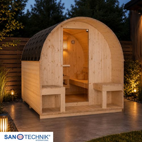 Sanotechnik ISLAND XL Außensauna für 4 Personen Sauna Fasssauna 189x220x200 cm