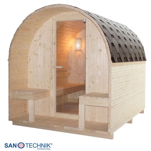 Sanotechnik ISLAND XL Außensauna für 4 Personen Sauna Fasssauna 189x220x200 cm