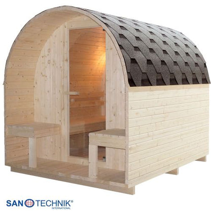 Sanotechnik ISLAND XL Außensauna für 4 Personen Sauna Fasssauna 189x220x200 cm