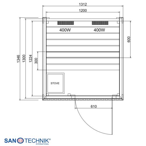 Sanotechnik TRONDHEIM S Außensauna für 2 Personen Sauna 131,2x134,6x220 cm