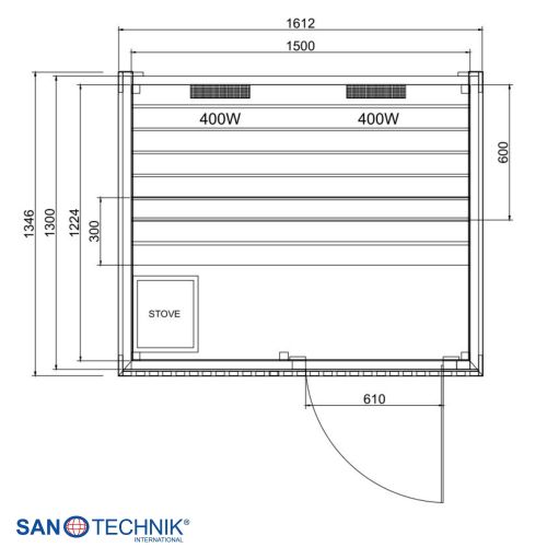 Sanotechnik TRONDHEIM M Außensauna für 2 Personen Sauna 161,2x134,6x220 cm