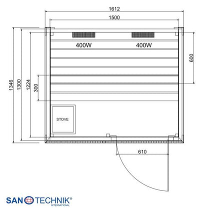 Sanotechnik TRONDHEIM M Außensauna für 2 Personen Sauna 161,2x134,6x220 cm