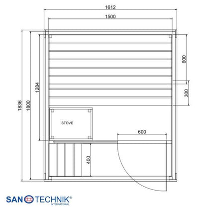 Sanotechnik NORA M Außensauna für 2-3 Personen Sauna 161,2x183,6x220 cm