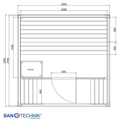 Sanotechnik NORA L Außensauna für 4-5 Personen Sauna 220x220x220 cm