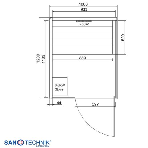 Sanotechnik GLACIER S Sauna + Infrarotkabine für 1 Person 100x120x200 cm