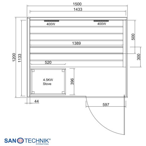 Sanotechnik GLACIER L Sauna + Infrarotkabine für 2-3 Personen 150x120x200 cm