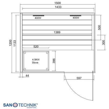 Sanotechnik GLACIER L Sauna + Infrarotkabine für 2-3 Personen 150x120x200 cm