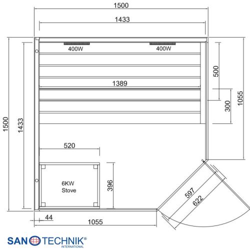 Sanotechnik GLACIER XL Sauna + Infrarotkabine für 2-3 Personen 150x150x200 cm