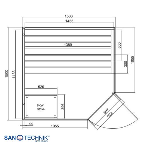 Sanotechnik FALUN XL Sauna für 2-3 Personen 150x150x200 cm