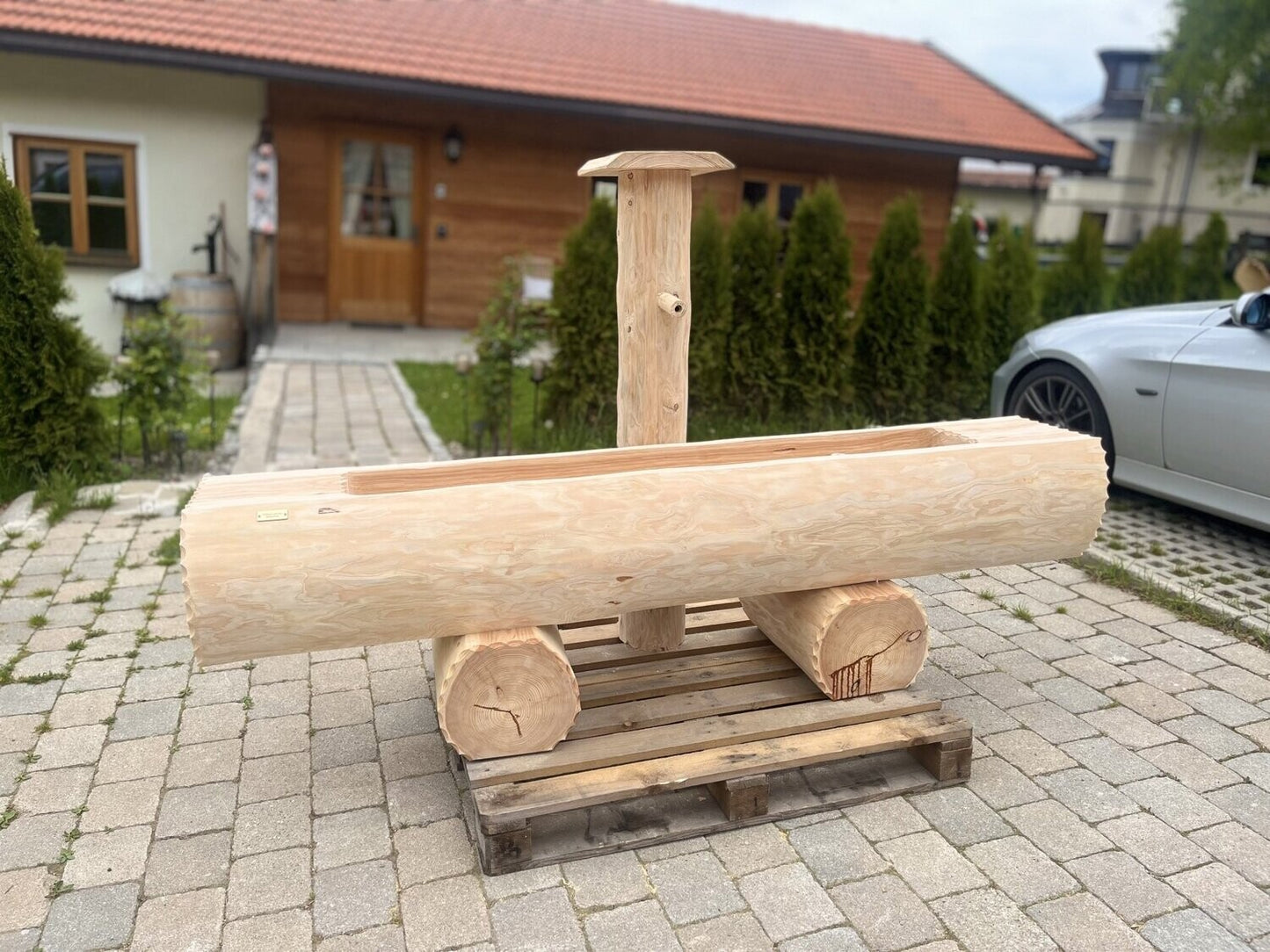 Holzbrunnen ,,Fellhorn" Lärche Holztrog flach | diverse Größen & Optionen