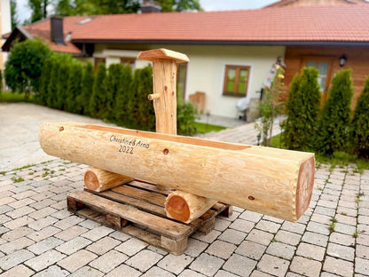 Holzbrunnen ,,Fellhorn" Lärche Holztrog flach | diverse Größen & Optionen