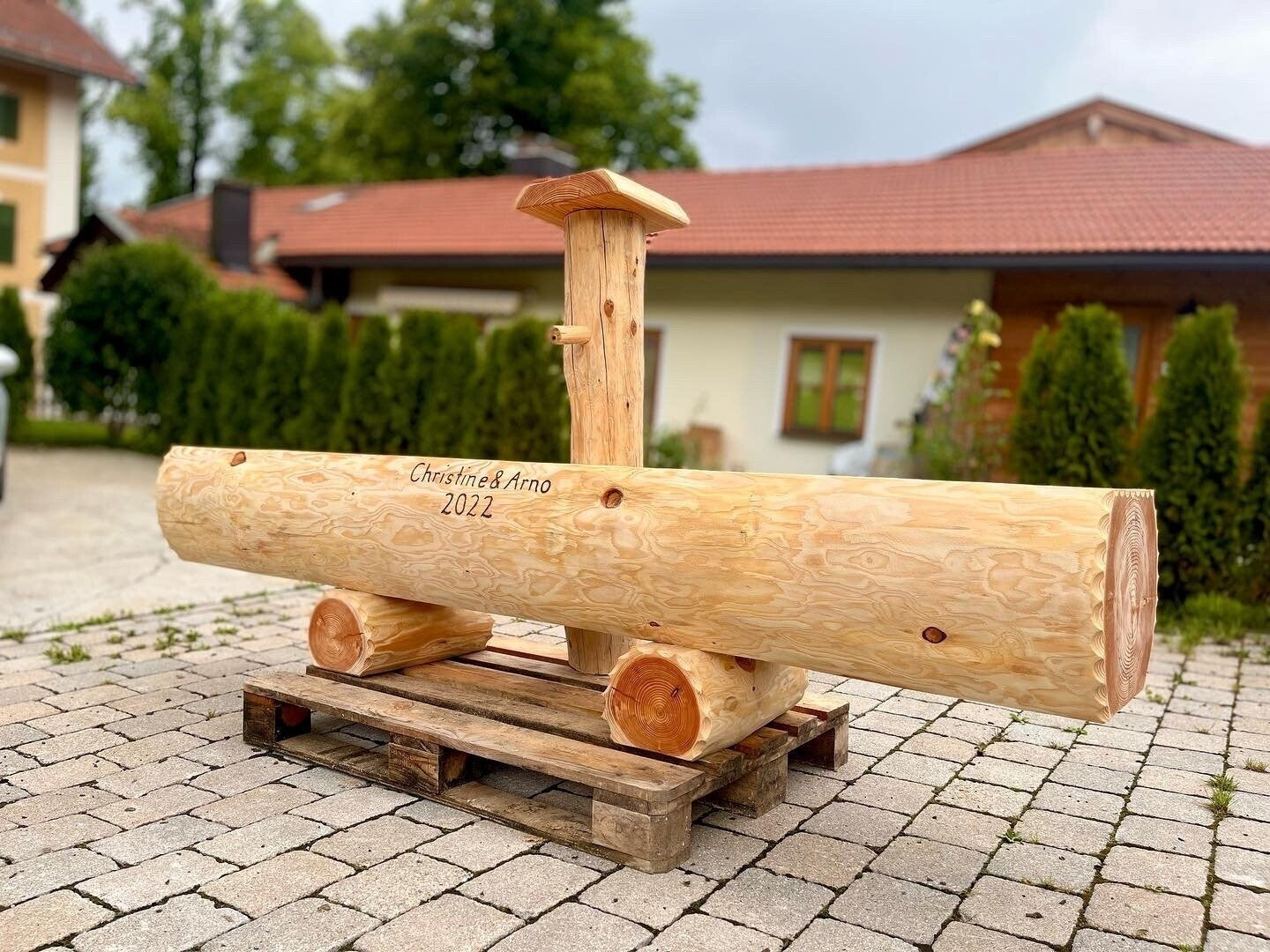 Holzbrunnen ,,Fellhorn" Lärche Holztrog flach | diverse Größen & Optionen