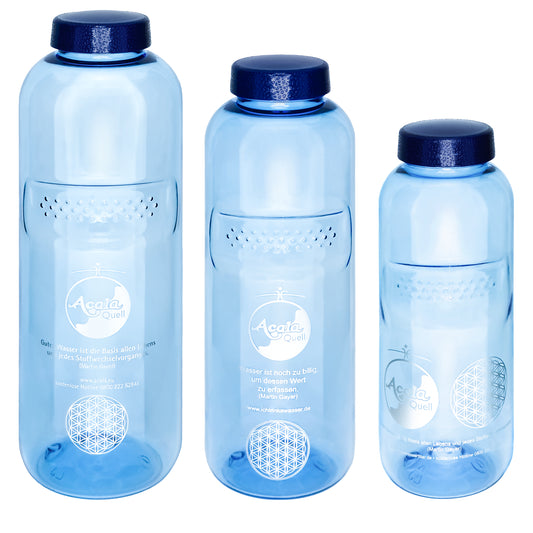 AcalaQuell® Grip Trinkflasche aus Tritan | Optimal-Set (je 1x 0,5 / 0,75 / 1 Liter)