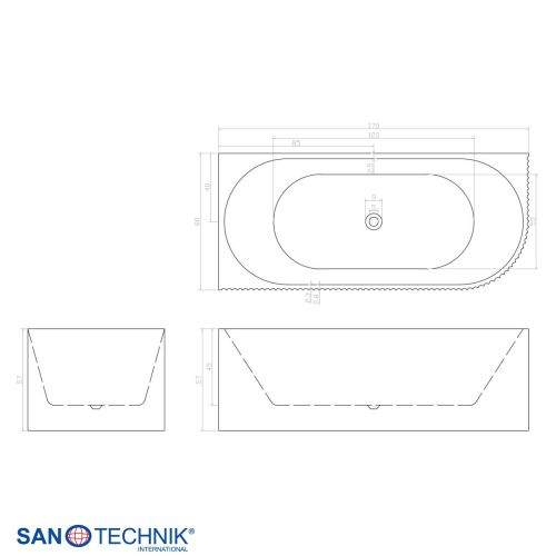 Sanotechnik Badewanne Wand-BW BALI LINKS 170x80x56cm