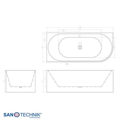 Sanotechnik Badewanne Wand-BW BALI LINKS 170x80x56cm